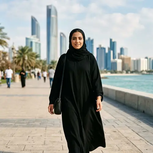Emirati Woman in Traditional Black Abaya | Abu Dhabi
