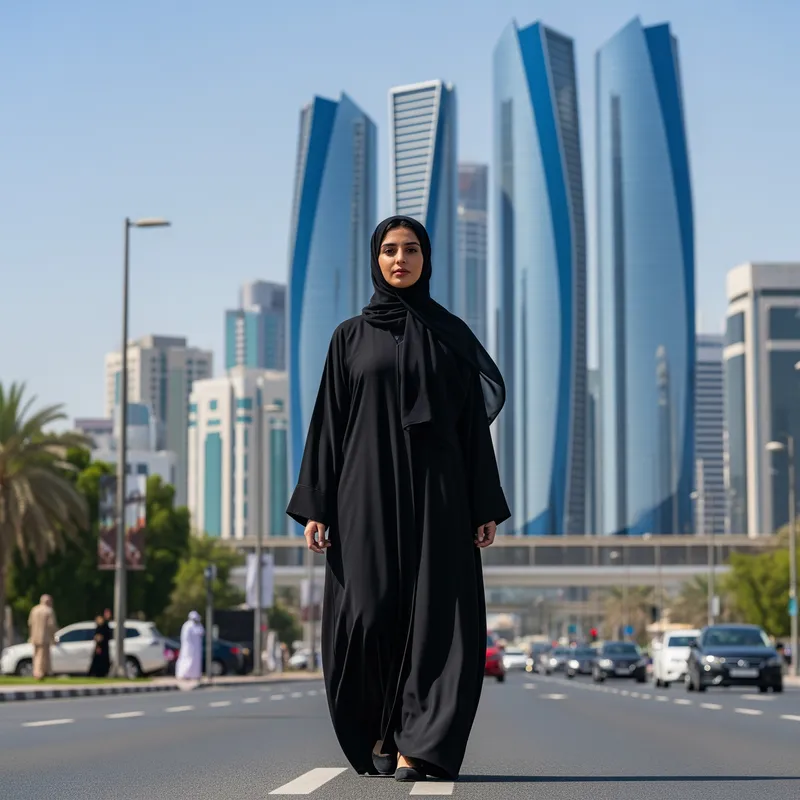 Emirati Woman in Traditional Black Abaya | Abu Dhabi