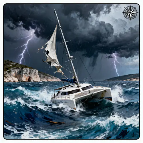 Tarot Card: Catamaran Shipwreck in Hvar Storm