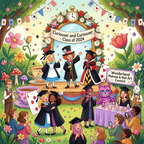 Whimsical Alice in Wonderland Graduation Ceremony with Creative Costumes