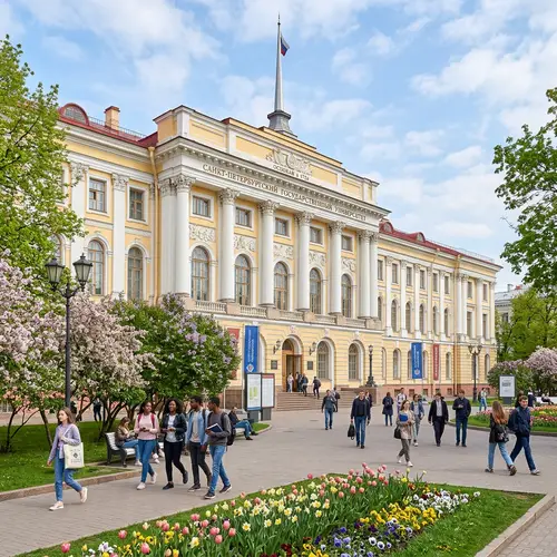 Impressive University Building with Large Arched Windows | Institution of Wisdom