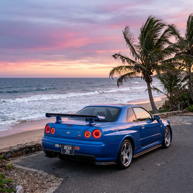 Nissan GTR 34 at Seaside: BEAK ZN Plate Nissan GTR 34 at Seaside: BEAK ZN Plate
