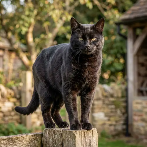 Powerful Cat with Imposing Muscles and Determined Eyes