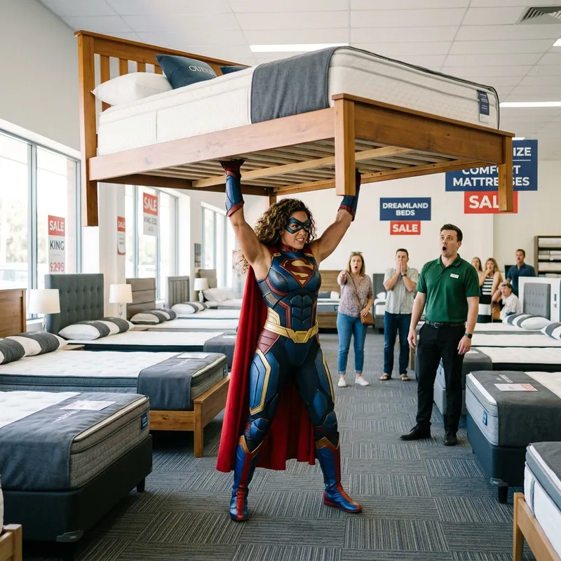 Super Woman Lifting Beds in Showroom Super Woman Lifting Beds in Showroom