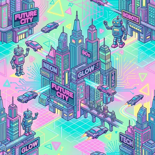 Retro-Futuristic Neon Pattern Design