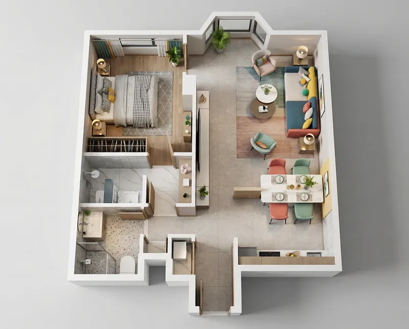 Stunning 3D Architectural Floor Plan Render