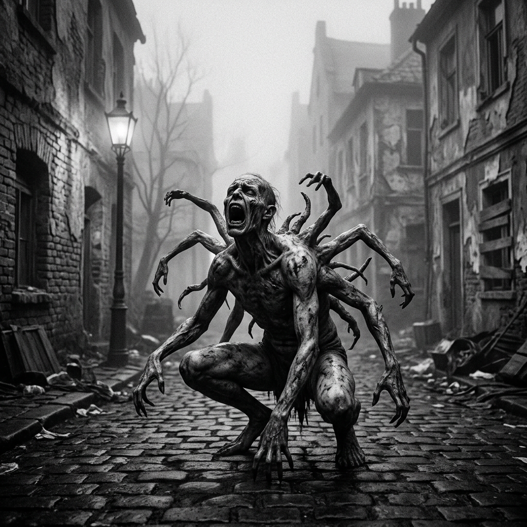 Symbolic Representation of Deadly Sin: Envy Creature in Dark Mood
