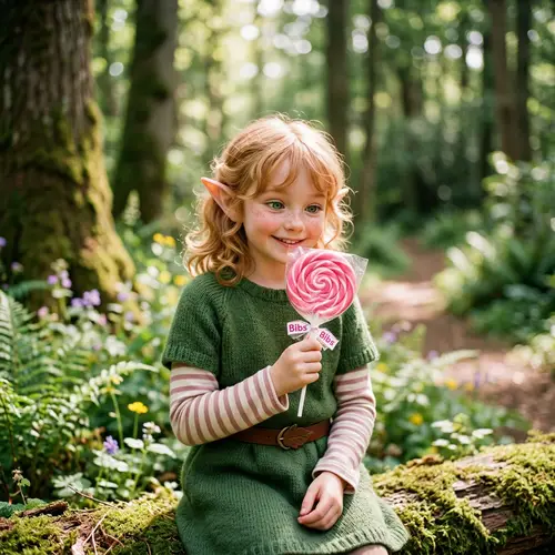 Cute Elf with Pink Bibs Lollipop