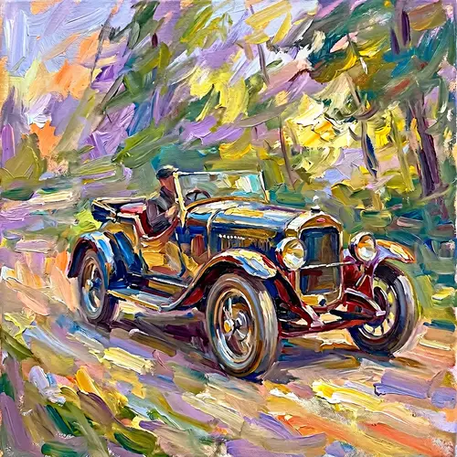 Impressionist Style Abstract Car Painting - Play of Light and Color