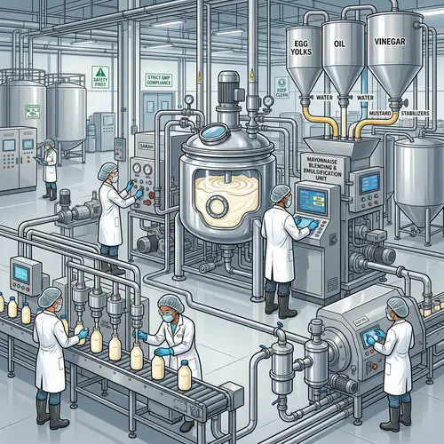 Industrial Mayonnaise Production: High-Tech Factory Process