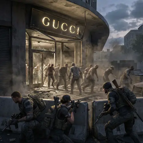Zombie Apocalypse Gucci Action Scene