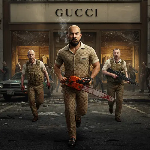 Zombie Apocalypse Gucci Action Scene