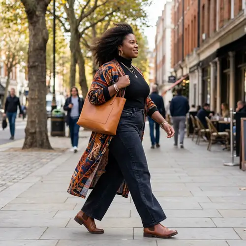 Confident Thick Black Woman Walking in Style