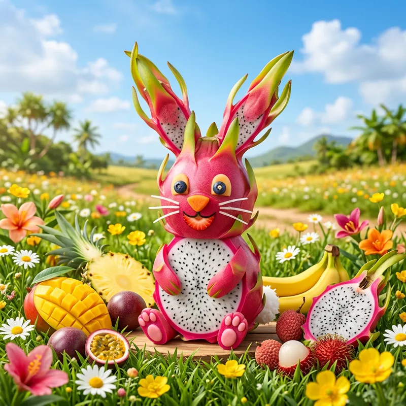 Whimsical Pitahaya Animal Shape | Tropical Fruit Art