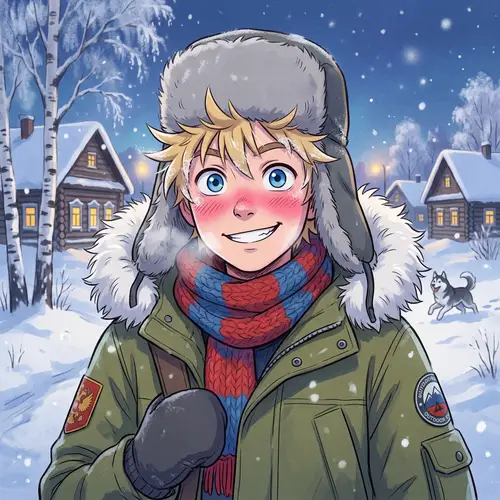 Whimsical Anime Style Portrait of Russian Teenager