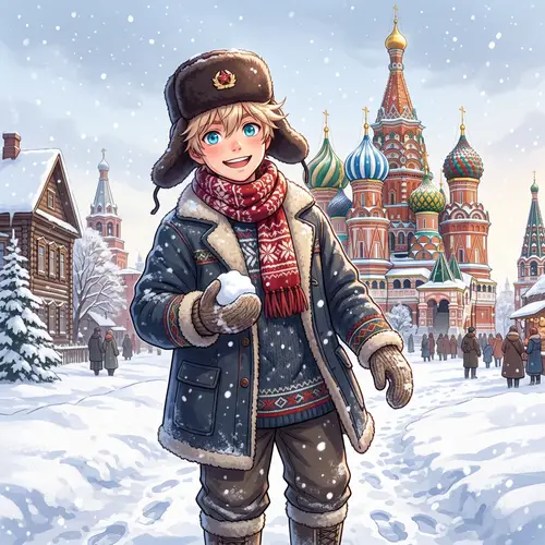 Russian Teenage Boy in Anime Style Illustration