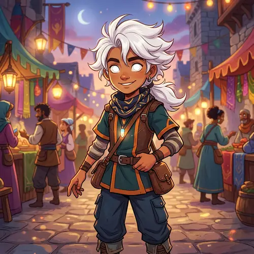 Anime Boy with Tan Skin and White Hair