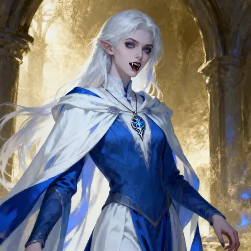 Elegant 19-Year-Old Female Vampire in Medieval Robes