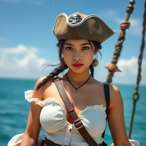 Young Asian Girl Pirate Adventure