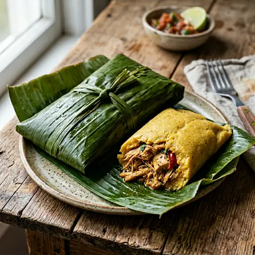 Realistic Chicken Tamale in Banana Leaf - Latin Cuisine Delight