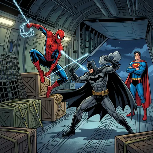Spider-Man vs Batman vs Superman Brawl on a Plane