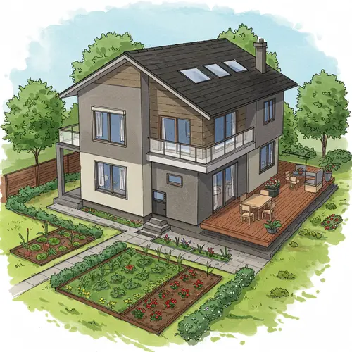 Modern Two-Storey House with Gardens