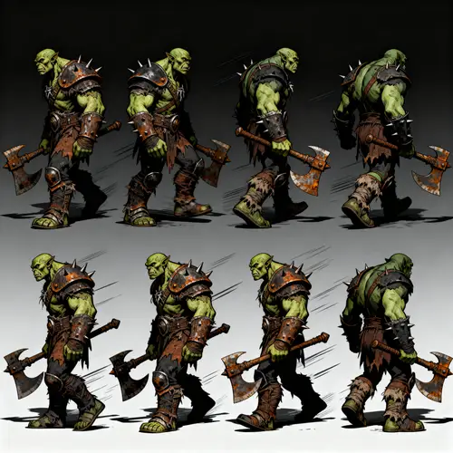 Orc Walking Sprites in Diablo Style