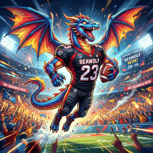 Vibrant Dragon Mascot Illustration - Seawolf in Action