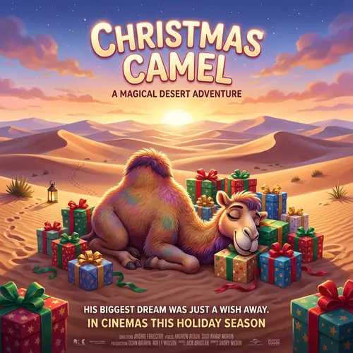 Camel Dreaming in the Desert - Animated Poster Art