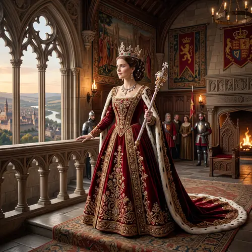 Young Queen in Regal Gown | Strong Leadership Personified