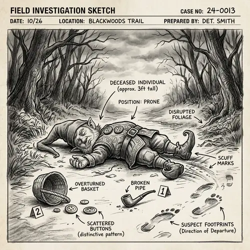Rumpelstiltskin Crime Scene Sketch - Mystery Afoot