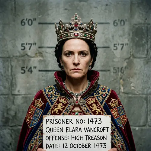 Fictional Queen Medieval Era Mug Shot - Regal Robes & Crown