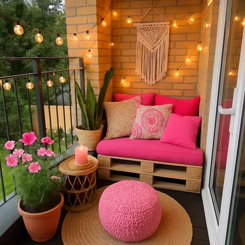 Chic Balcony Design with Wooden Crete & Colorful Decor