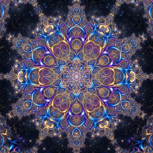 Infinite Symmetrical Fractal Pattern | Geometric Shapes & Vibrant Colors