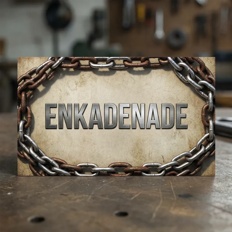 Chains Business Card Design with Bold ENKADENADE Center Text