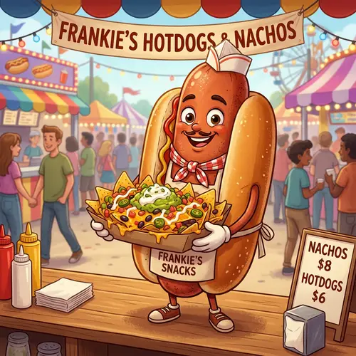Fun Hotdog Character with Nachos