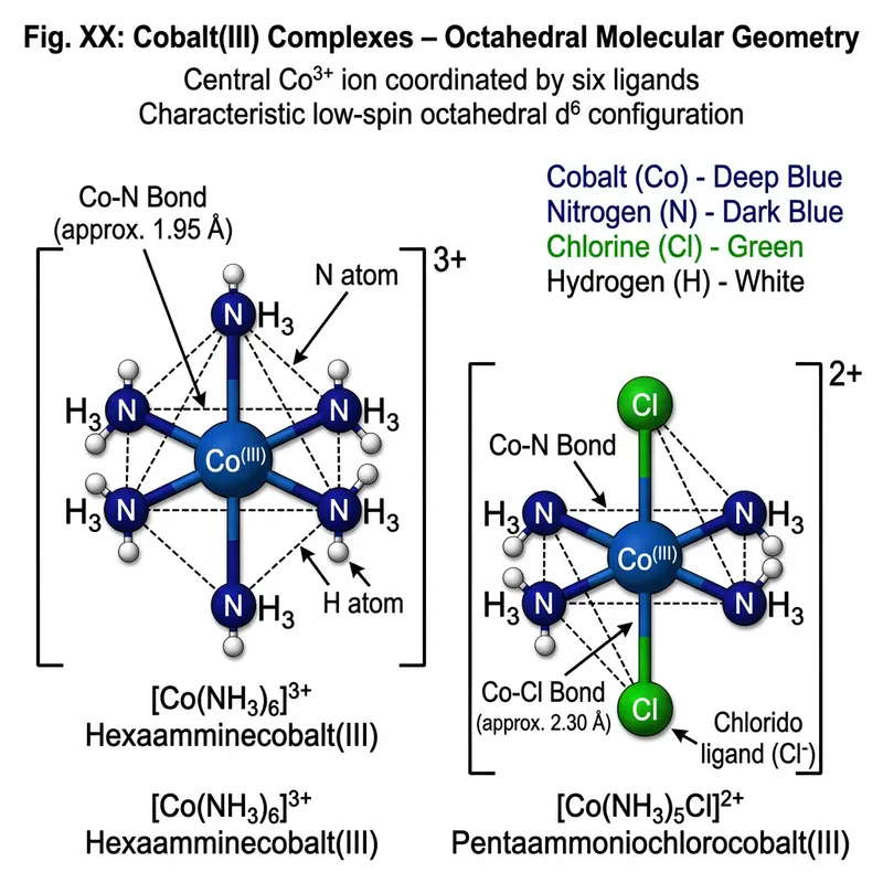 Scientific Illustration of Cobalt(III) Complexes Scientific Illustration of Cobalt(III) Complexes