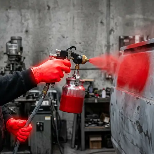 Pneumatic Spray Gun in Action - Vivid Painting