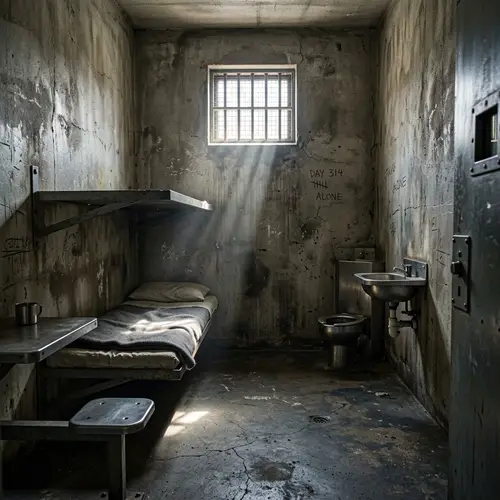 Solitary Confinement - Eerie Portrayal of Isolation in a Prison Cell