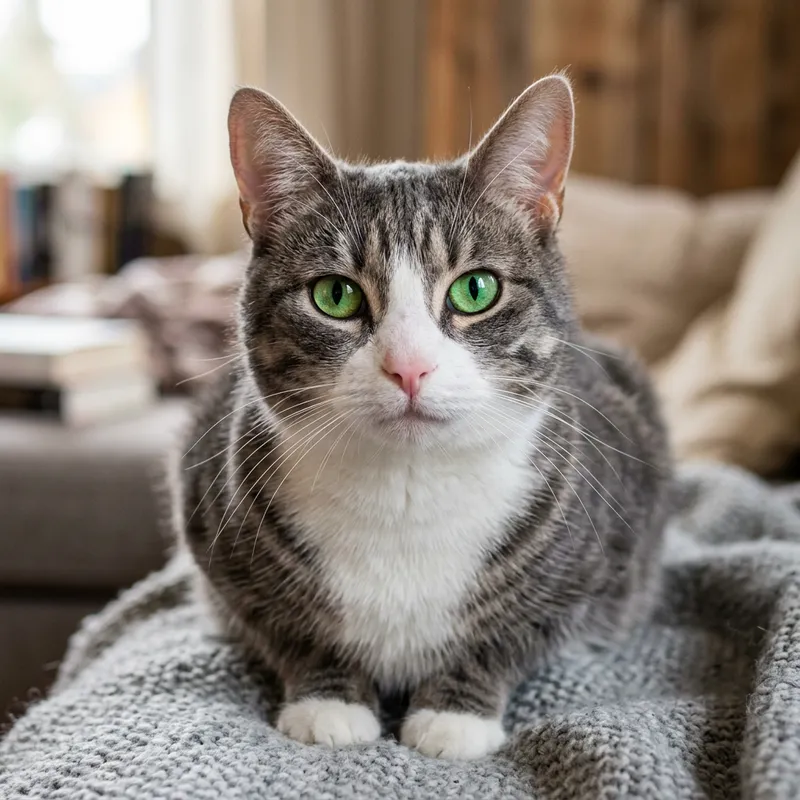 Charming Grey Cat: Captivating Close-up Image