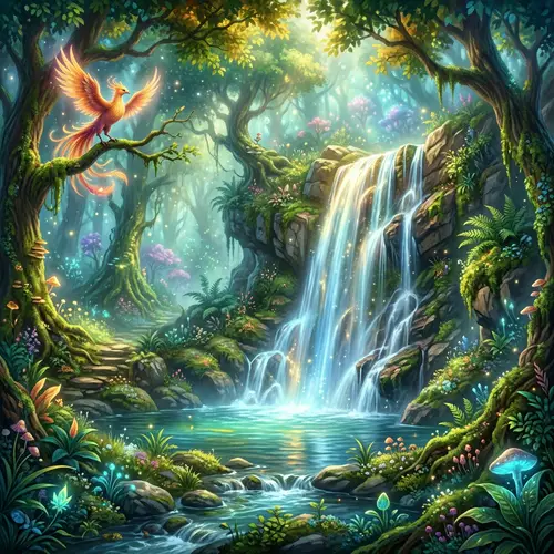 Enchanted Waterfall in Mystical Forest | Captivating Fantasy Scene