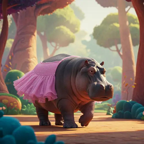 Sad Hippo in Tutu - Disney Style
