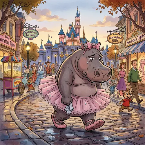Sad Hippo in Tutu - Disney Style