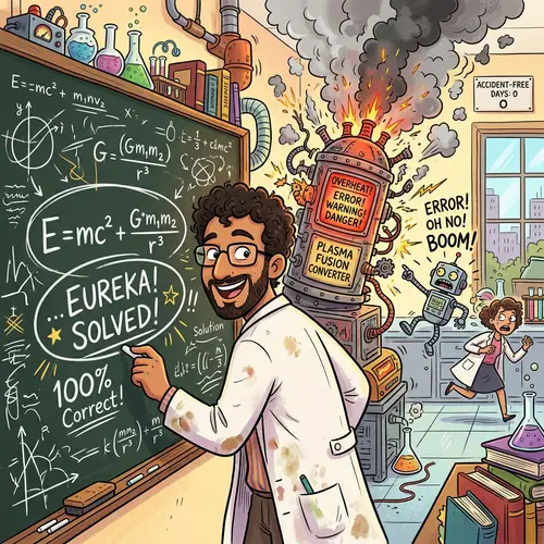 Whimsical Middle-Eastern Scientist Solves Equation in Lab