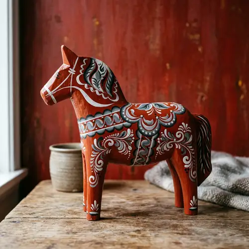 Scandinavian Wooden Horse Art - Unique Decor