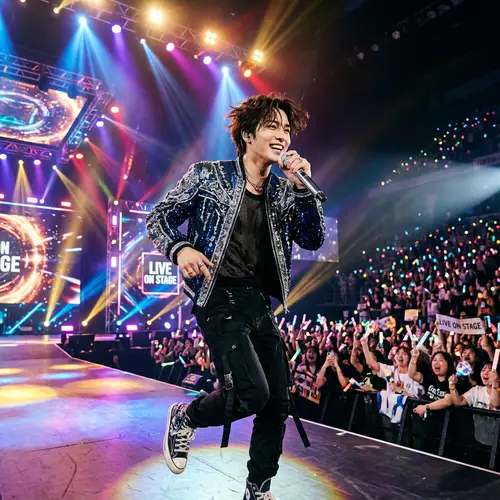 Energetic K-Pop Singer Thrills Fans with Stylish Performance