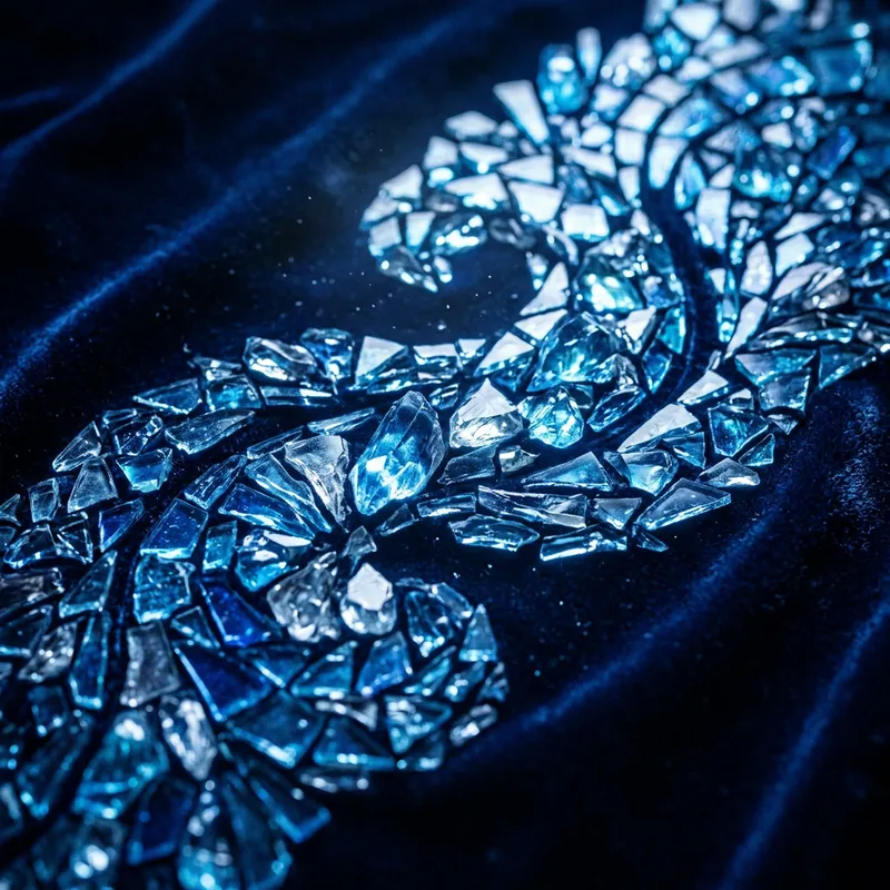 Elegant Mosaic Art: Blue Crystal & Glass Masterpiece