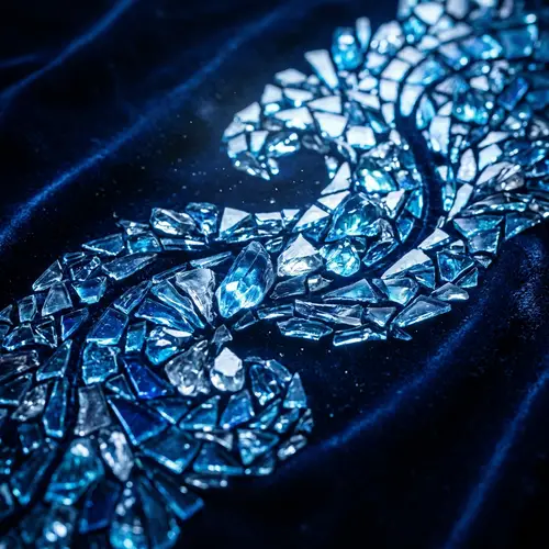 Elegant Mosaic Art: Blue Crystal & Glass Masterpiece