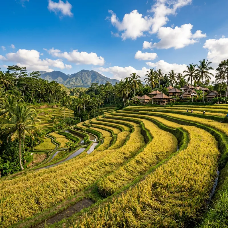 Picturesque Rice Field Landscape in Bali, Indonesia