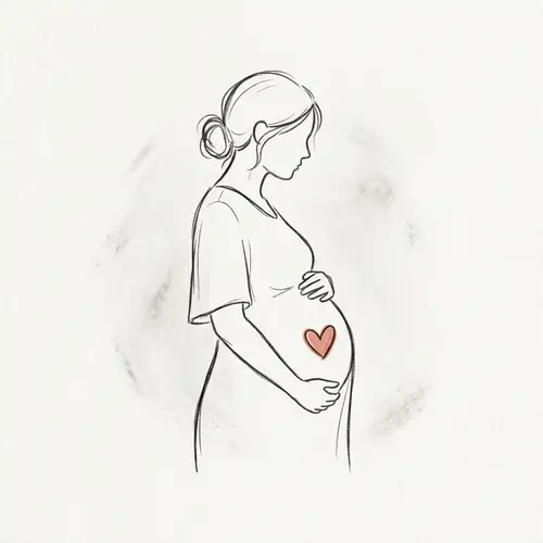 Minimalist Pregnant Woman Illustration with Heart Belly